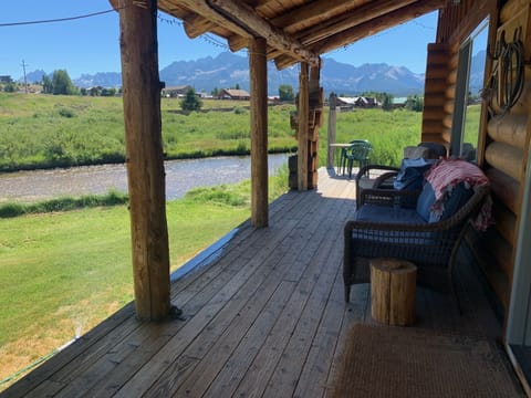 Front Deck nextt to the front doorwith views of the Sawtooths and Valley Creek