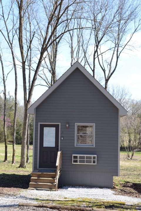 Front view of the cozy cabin