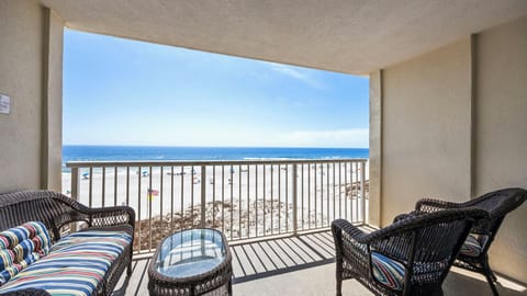 Royal Palms 406 - Covered balcony with outdoor furniture, perfect for enjoying the Gulf views.
