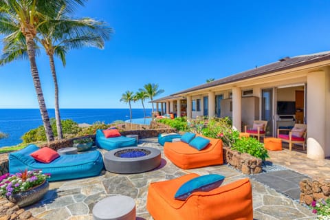 Enjoy one of the lanais. Plenty of seating and a fire pit for starry nights!
