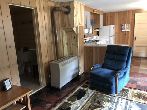 New heater and repurposed recliner. It can be chilly in May.