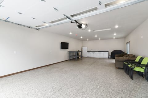 Finished garage with TV and furniture  Great place for large groups!