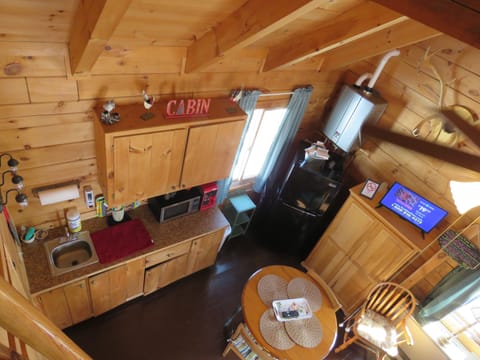view from loft stairs into common area