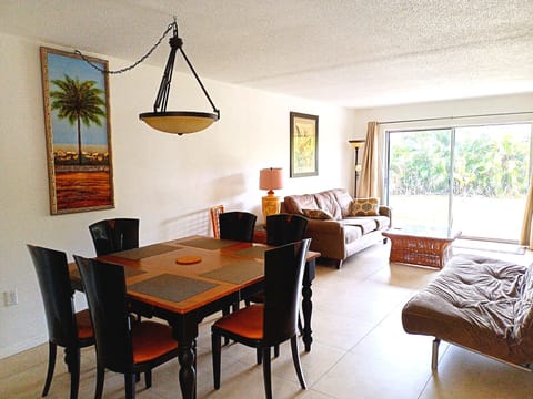 Dining area and living room