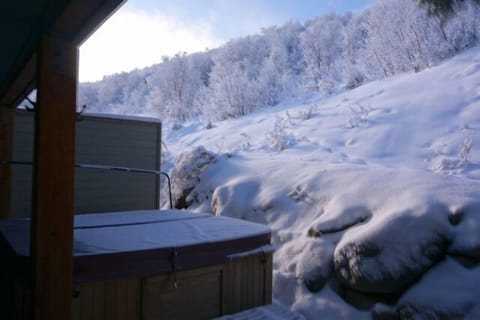 Private hot tub on back porch