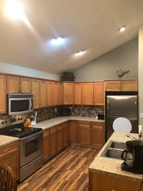 Stocked kitchen for your use. Plenty of room for multiple chefs!