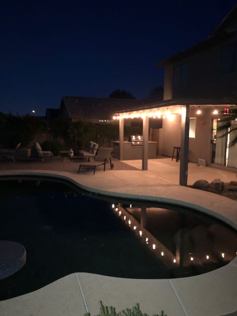 Night swim anyone? Multicolored pool light on automatic timer