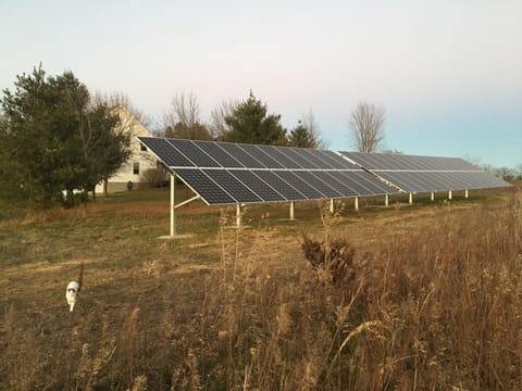 Solar panels that provide electrical power for the farm 