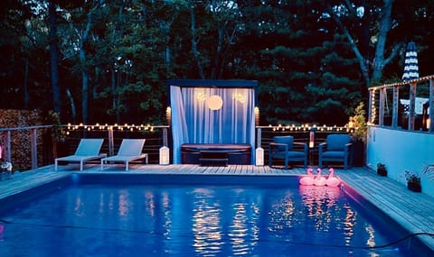 Hot Tub Gazebo, Lounge and Seating Area at Night