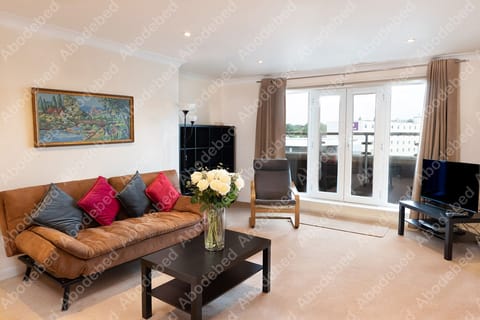 Living room with double sofa bed, flat screen TV and Sky +