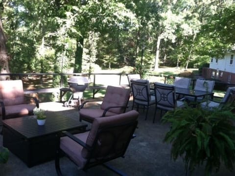 The best part....a nice big deck looking out over the wooded 'park like' lot.