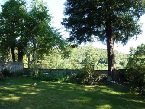 Fenced Private Yard 
view west across river