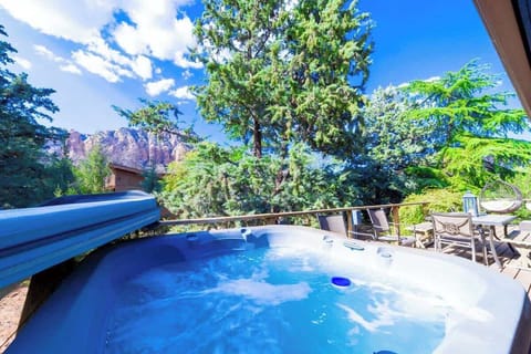 Private hot tub with red rock views
