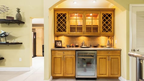 Large Bar with mini wine cooler so you can get your drink on!