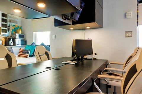 Large marble work table with chairs