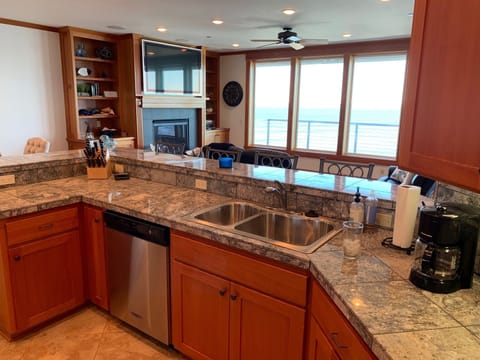Kitchen views of ocean while working at the sink