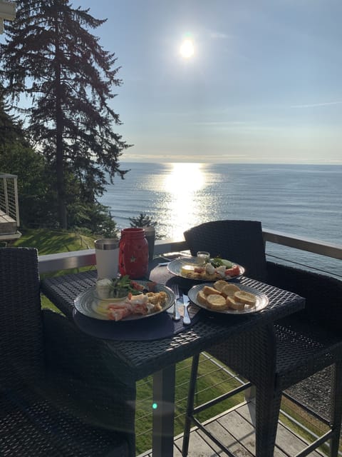 Dinner on the deck as the sun is setting