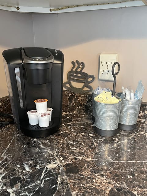 Enjoy our complimentary coffee bar with a new Keurig coffee maker and 4  K-cups!