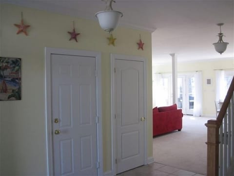 looking at the living room from the entrance way