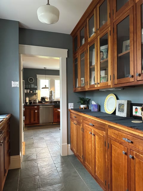 Pantry, kitchen beyond
