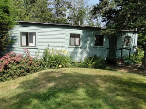 The front yard with the garden in bloom.