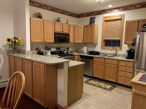 Large kitchen with every cooking appliance, gas stove too!