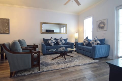 Elegant lounge area with new sofas and armchairs (Oct 2025), Smart TV, balcony