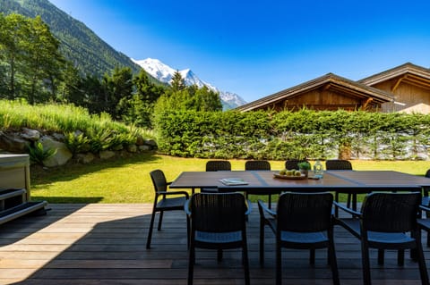 Wooden terrace with mountain views