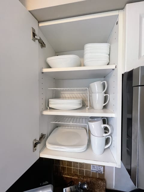 Fully stocked kitchen.