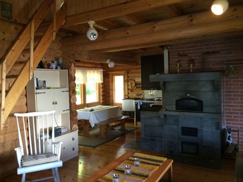 Living room and the kitchen behind