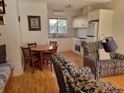 The living and kitchen area.