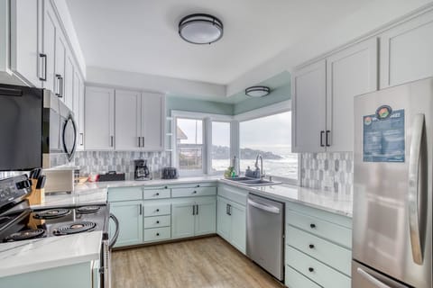 Kitchen with pale blue colors