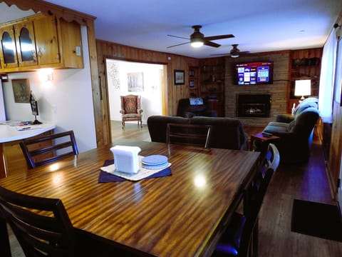 dining table with TV view