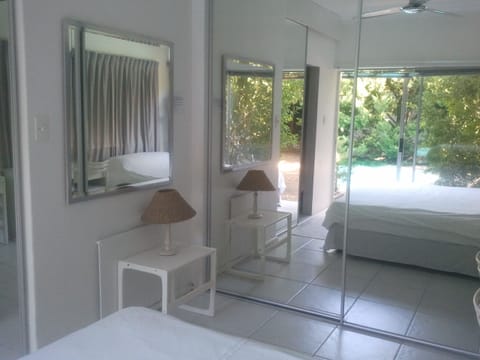 TV behind mirrored doors