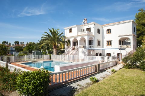 View of Villa and pool from garden