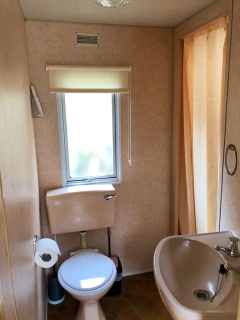 Shower room with toilet and wash basin