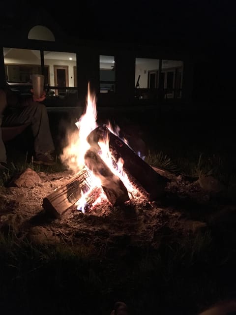 Night time fire in the back yard