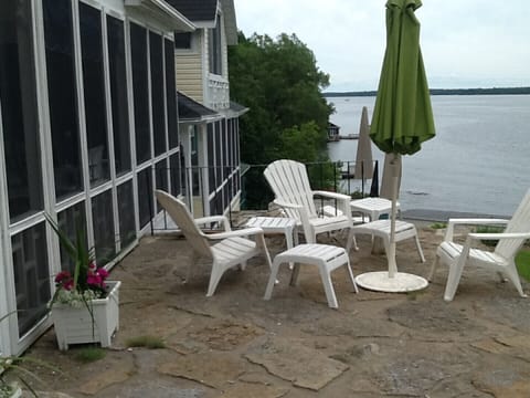 Enjoy a coffee or glass of wine on the patio that overlooks the fabulous river view and the dock.