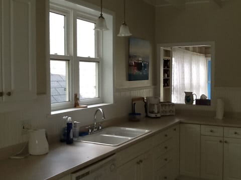 The kitchen is large and this photo does not show the size.