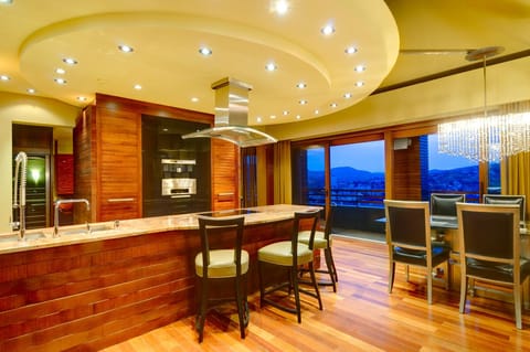 Solid wood kitchen with top-of-the-line modern appliances