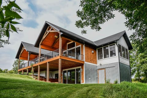 Custom home with large lot overlooking quiet lake.