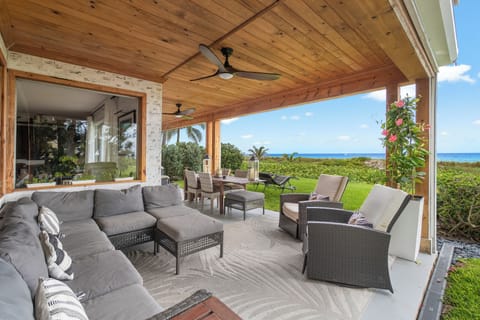 Beautiful private covered veranda living room area - dining area - NE view