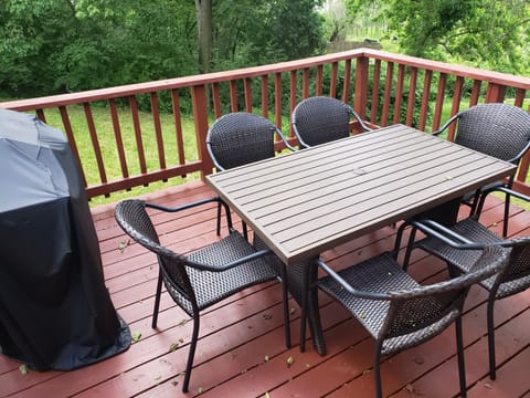 Perfect outside deck area with propane grill and firepit