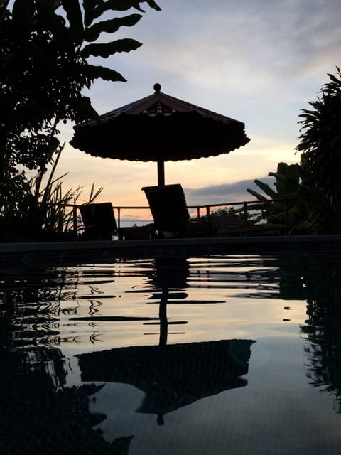 pool and deck at sunset