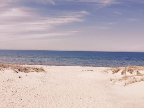 Sandy beach out front,300 ft wide, no steps (Packard park beach)
