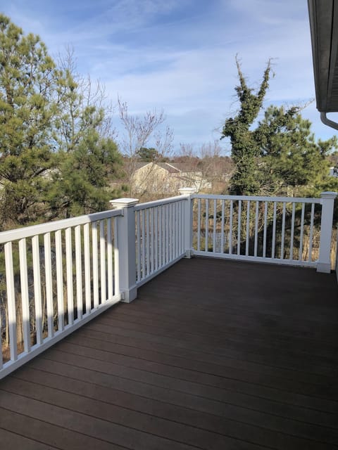 Master private deck overlooking pond