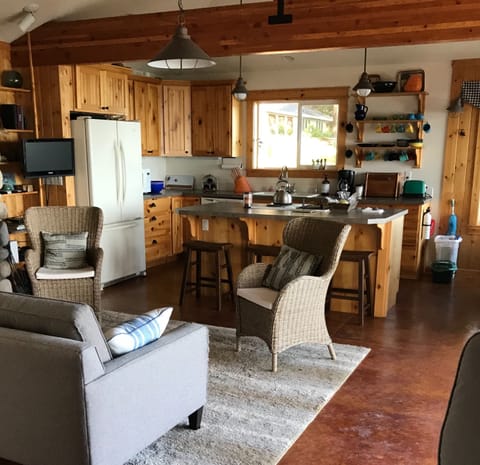 View of kitchen from living area