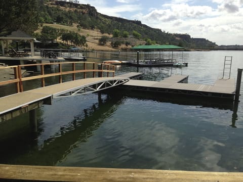 View from Deck of our shared boat ramp. (the one on the right).