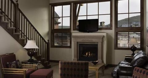 gas fireplaces and great views, couch folds out to a queen sleeper