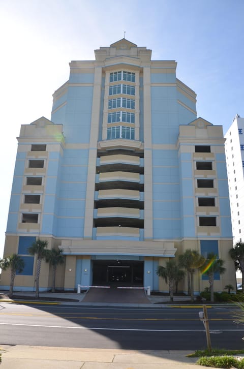 Condo building,  parking garage exit